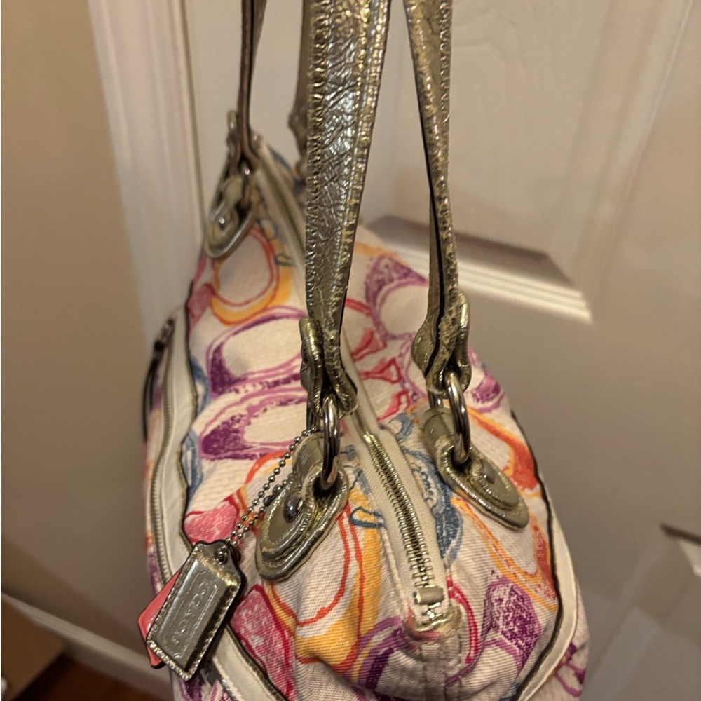 Coach Poppy 2011 (19023) Dream Signature C Large Colorful Metallic Tote in EUC - Picture 10 of 14